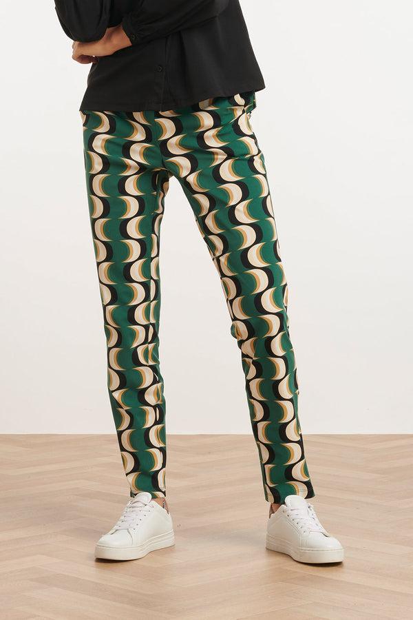 smashed lemon 24824 Retro Geprinte Travel Quality Broek | Muticolour