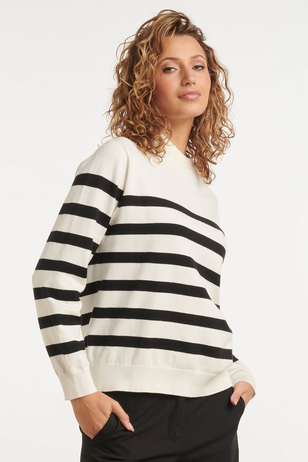 Smashed Lemon 24907 Gebreide - Gestreepte Top | Black-White