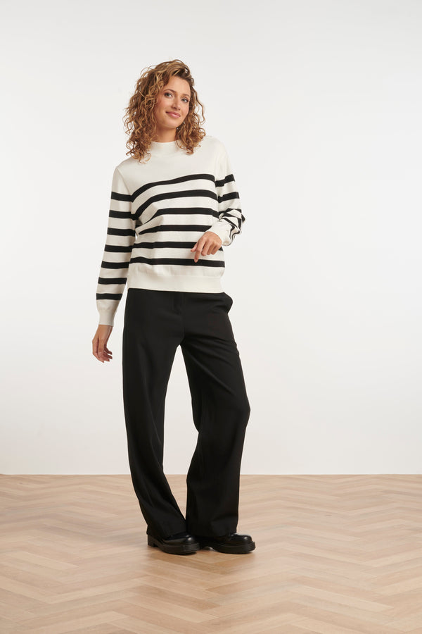 Smashed Lemon 24907 Gebreide - Gestreepte Top | Black-White