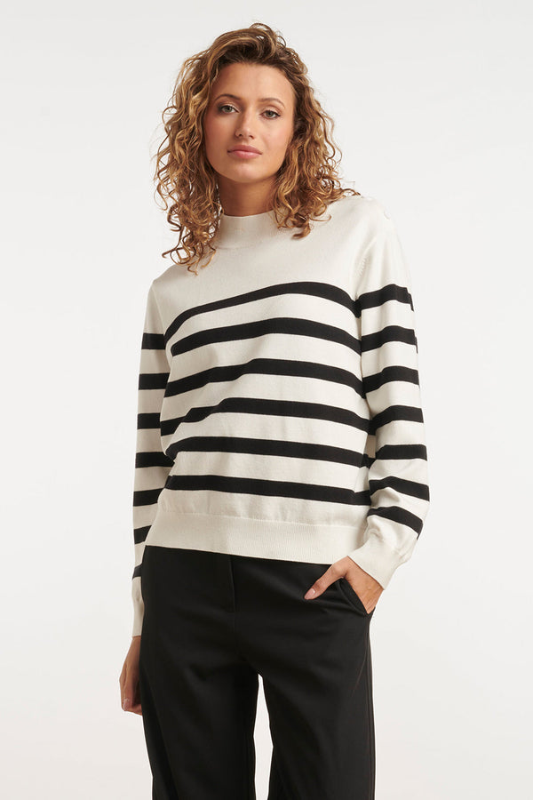 smashed lemon 24907 Gebreide - Gestreepte Top | Black-White