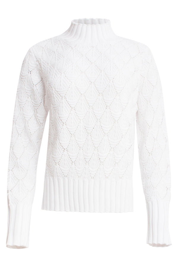 Smashed Lemon 24909 Gebreide Te Top Met Bladstructuur | White