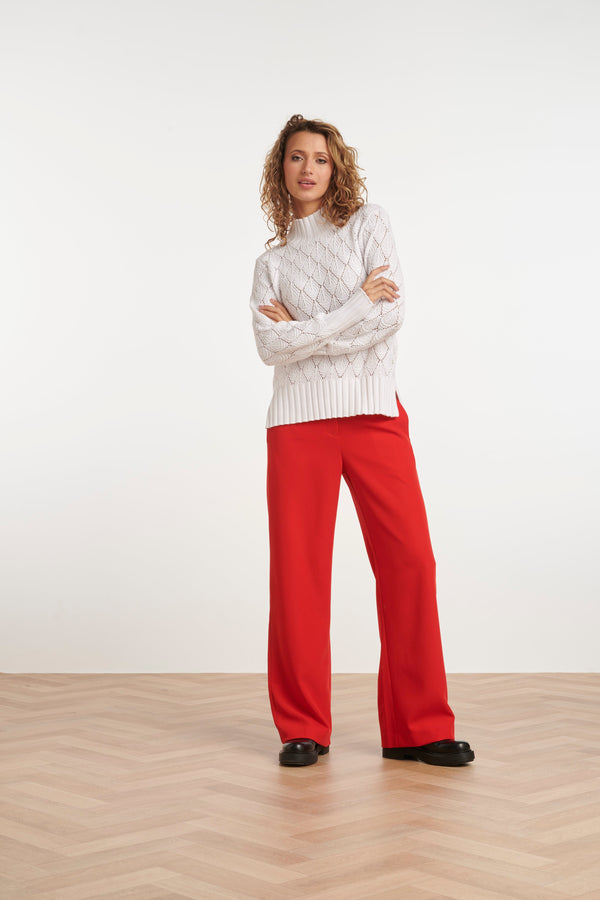 Smashed Lemon 24909 Gebreide Te Top Met Bladstructuur | White