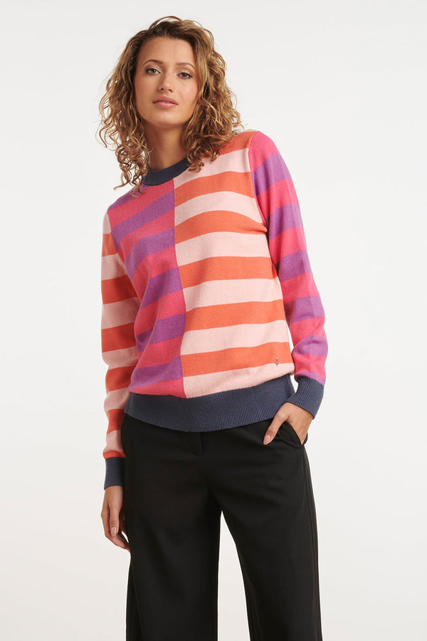 smashed lemon 24919 Rijk Gestreept Geblokkeerd Gebreid Top | Muticolour