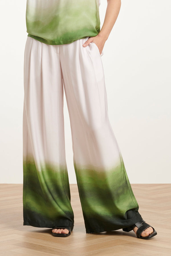 Smashed Lemon 25019 Wide Leg Broekhelder Mauve Donker | Off White-Light Green