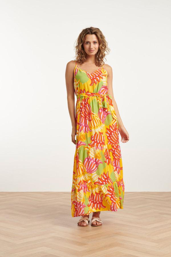 smashed lemon 25029 Felgede Maxi Jurk Met Bloemenprint | Muticolour smashed lemon 25029 Felgede Maxi Jurk Met Bloemenprint | Muticolour