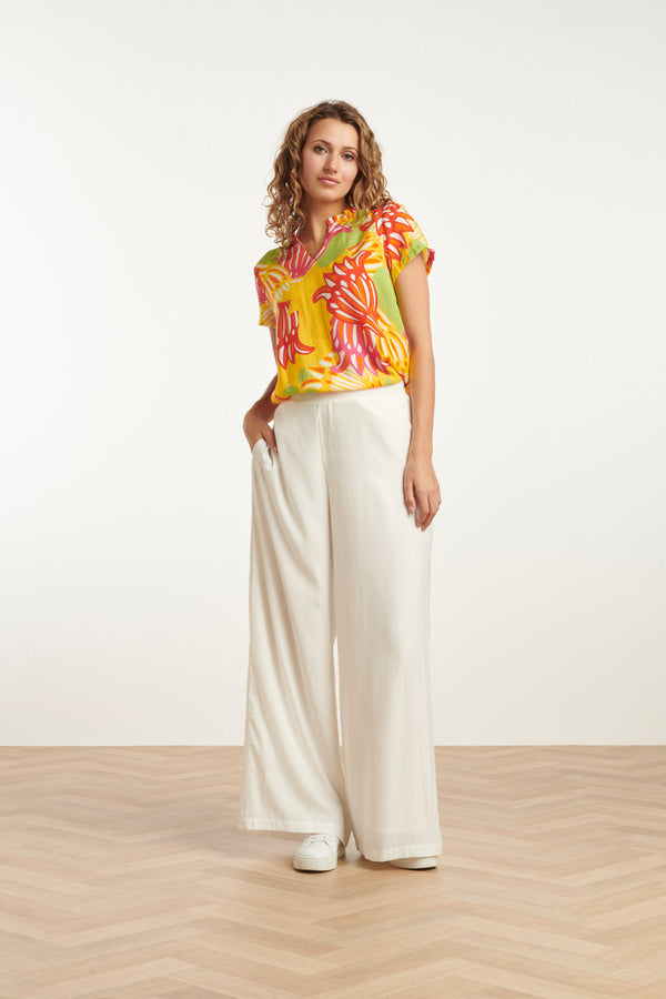 Smashed Lemon 25030 V-Hals Top Met Fel Rijke Bloemenprint | Muticolour