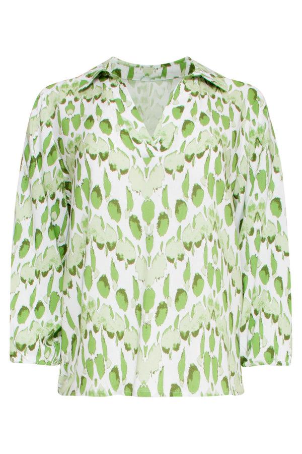 Smashed Lemon 25031 V-Hals Bloes Met Slangenprint | White-Light Green