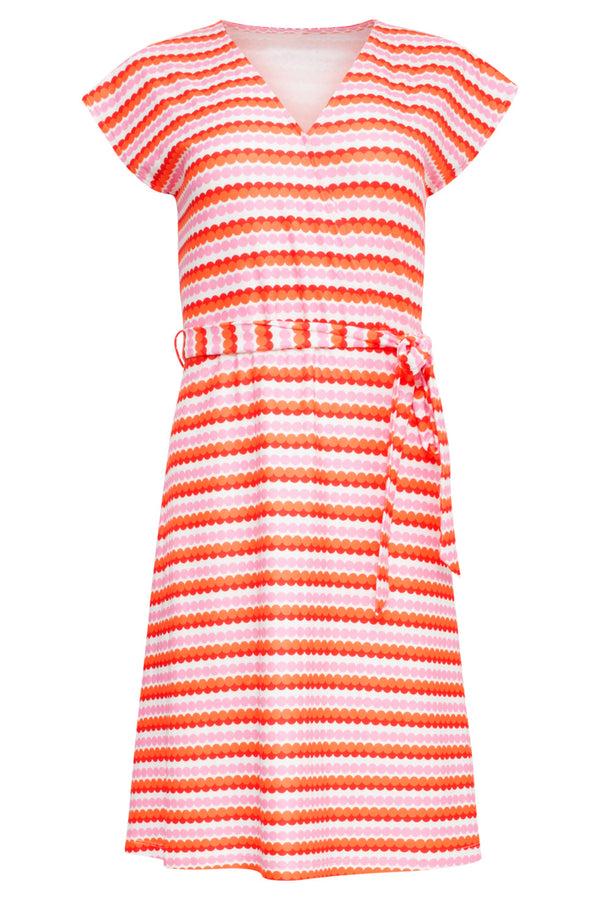 Smashed Lemon 25037 V-Hals Overlapped Korte Jurk Met Grafische Dots | Muticolour