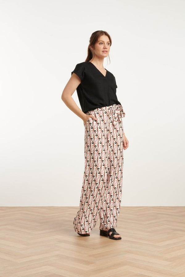Smashed Lemon 25059 Marocain Broek Met Palmprint | Sand-Multicolour