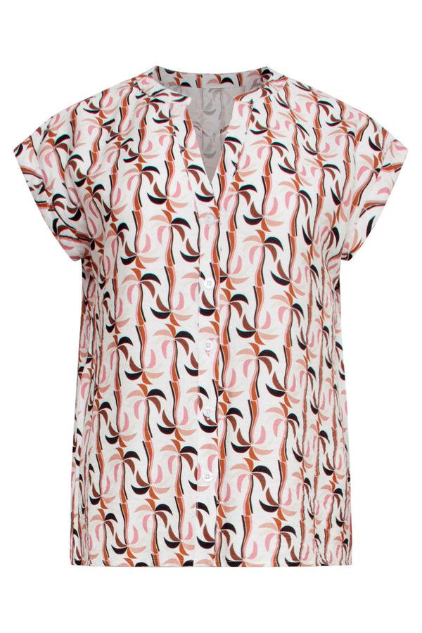 Smashed Lemon 25060 Marocain Top Met Palmprint | Sand-Multicolour