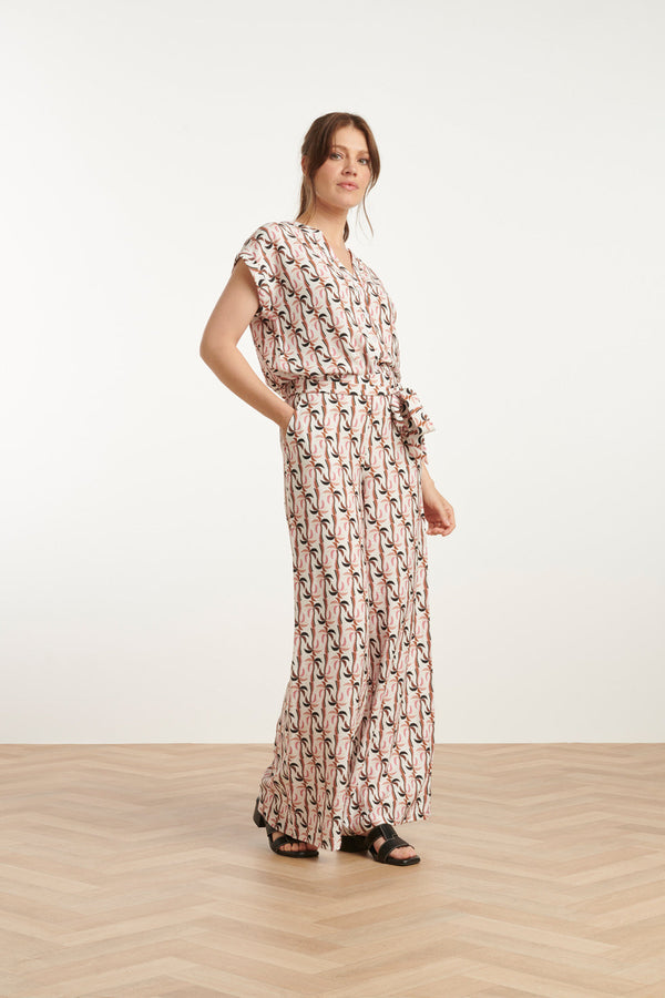 Smashed Lemon 25060 Marocain Top Met Palmprint | Sand-Multicolour