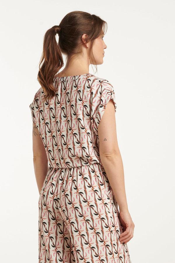 Smashed Lemon 25060 Marocain Top Met Palmprint | Sand-Multicolour