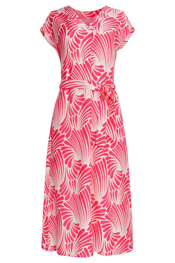 Smashed Lemon 25072 Midi Jurk Met Grafische Print | Pink-White