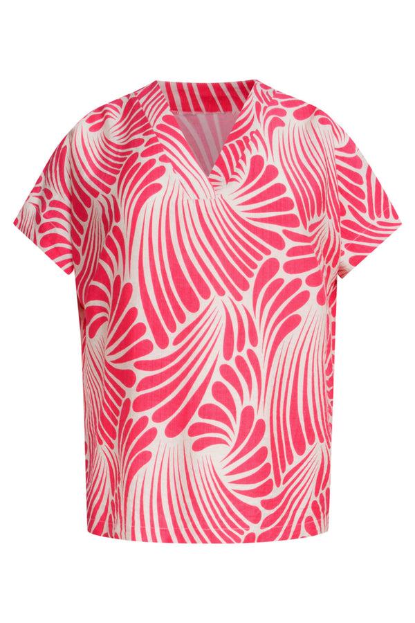 Smashed Lemon 25073 Top Met Grafisch Print | Pink-White