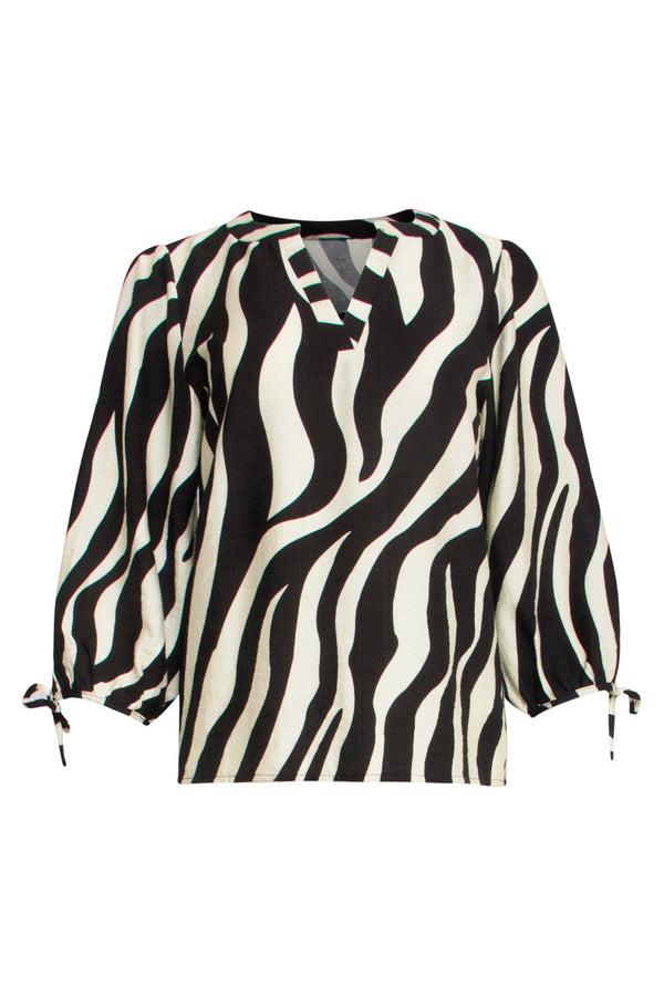 Smashed Lemon 25076 E Zebra Print Top | Offwhite-Black