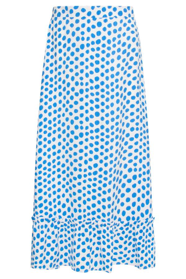 Smashed Lemon 25085 Zomer Maxi Rok Met Polkadots | White-Cobalt Blue