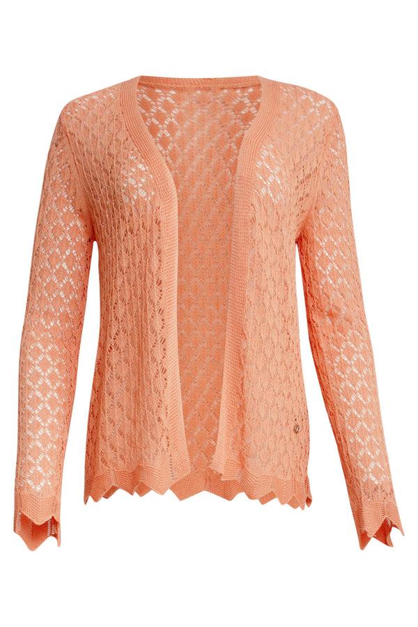 Smashed Lemon 25095 Perzische Crochet Gebreide Cardigan | Peach