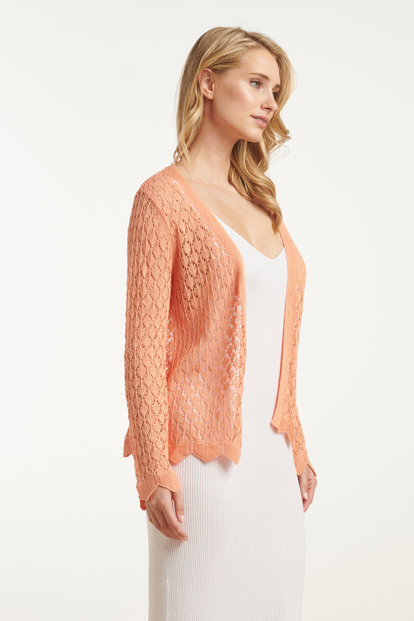 Smashed Lemon 25095 Perzische Crochet Gebreide Cardigan | Peach