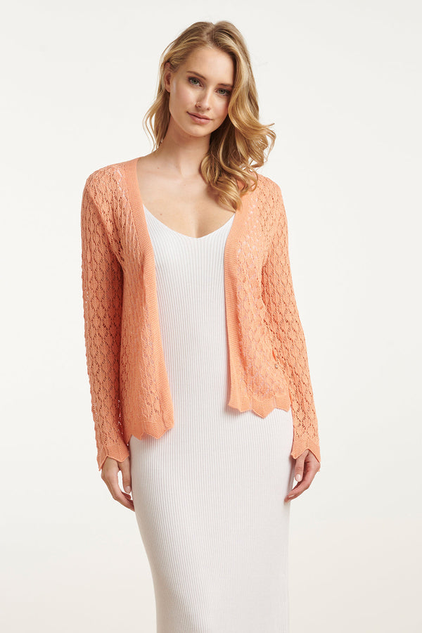 smashed lemon 25095 Perzische Crochet Gebreide Cardigan | Peach smashed lemon 25095 Perzische Crochet Gebreide Cardigan | Peach