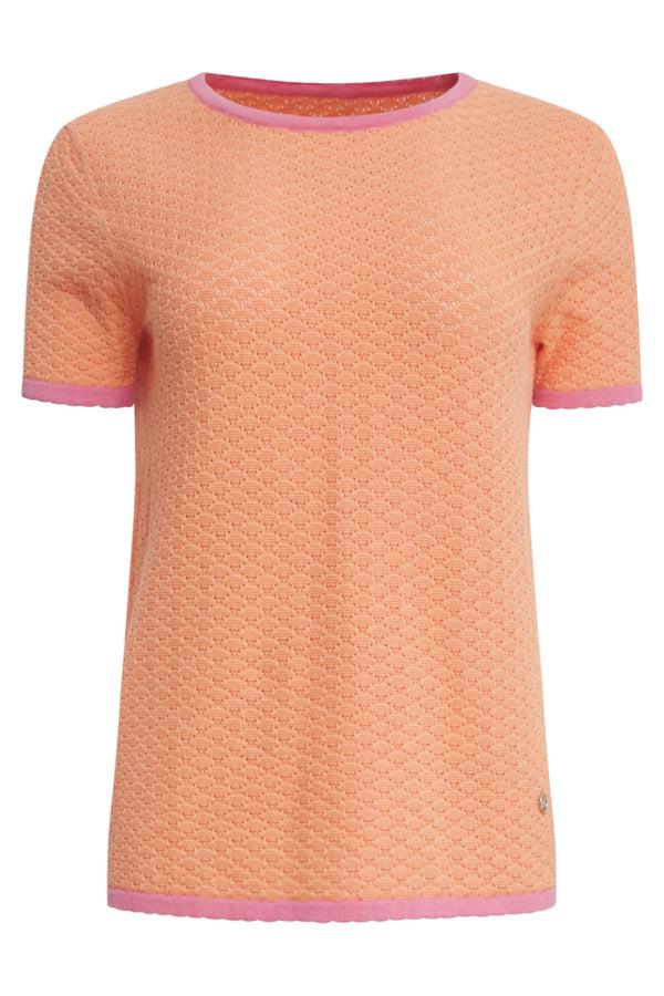 Smashed Lemon 25096 Peach Knitted Top Met Contrasterende Rand | Peach-Pink