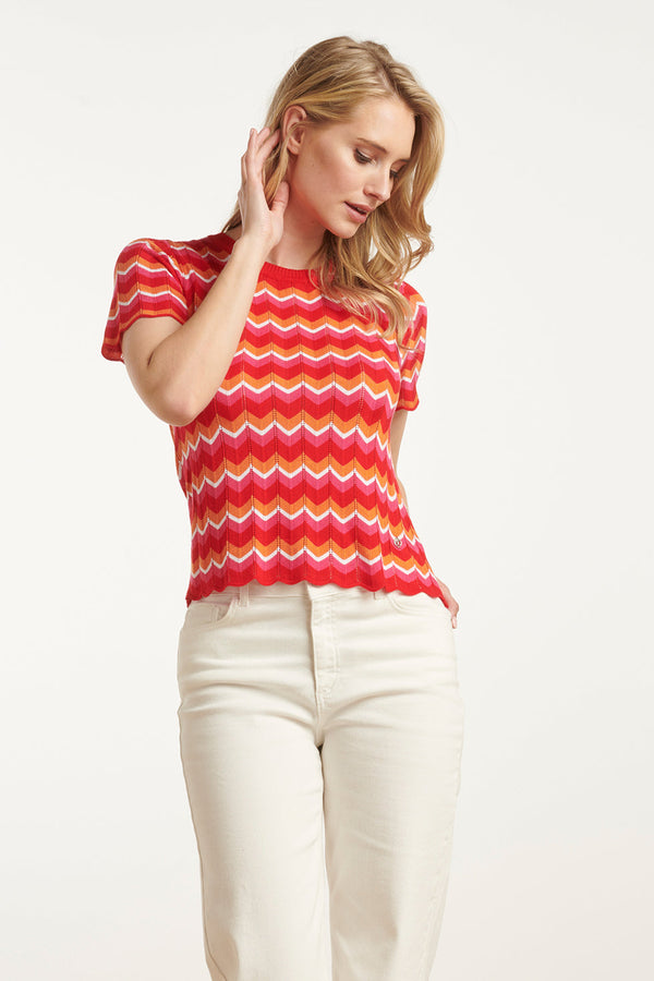 smashed lemon 25097 Multicoloured Zigzag Knitted Top | Red-Multicolour smashed lemon 25097 Multicoloured Zigzag Knitted Top | Red-Multicolour