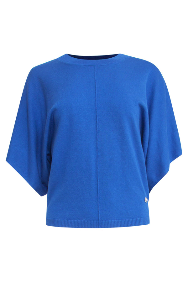 Smashed Lemon 25103 Cobalt Losse Gebreide Top Met 3/4 Kimono Mouwen | Cobalt Blue