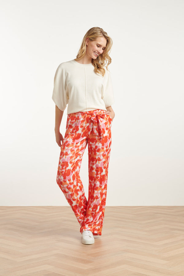 Smashed Lemon 25103 Loose Knitted Top Met 3/4 Kimono Mouwen | White