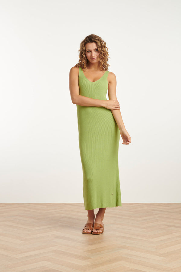smashed lemon 25106 Licht Gebreide Strappy Midi-Jurk | Light Green smashed lemon 25106 Licht Gebreide Strappy Midi-Jurk | Light Green