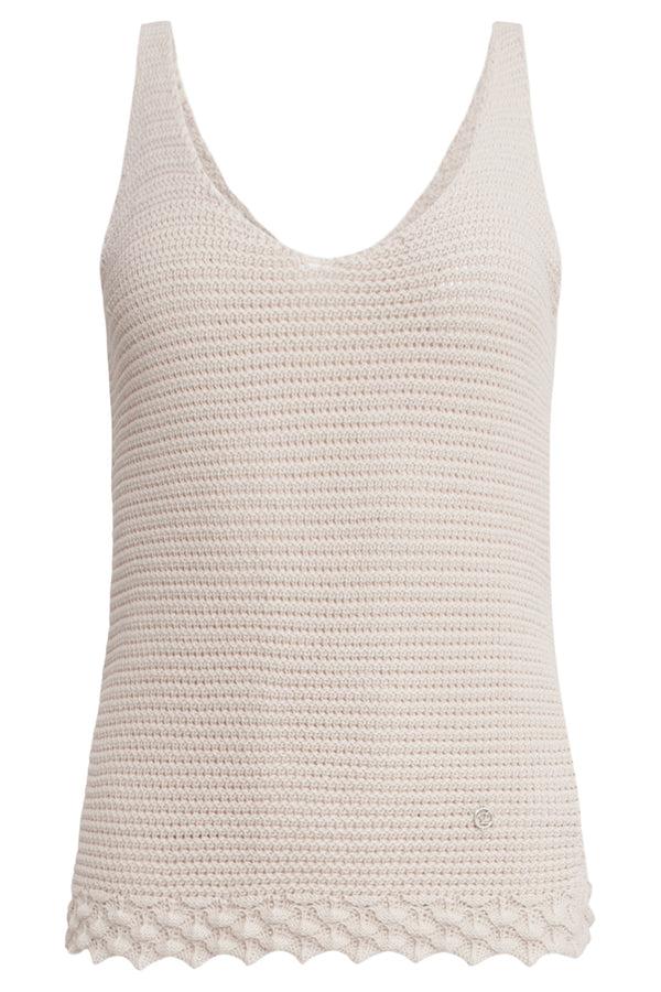 Smashed Lemon 25107 E Gebreide Strappy Top Met Scallop Rand | Sand