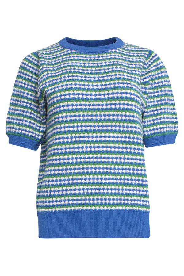 Smashed Lemon 25108 Gebreide Top Met Puffy Mouwenkobalt Fel | Cobalt-Green