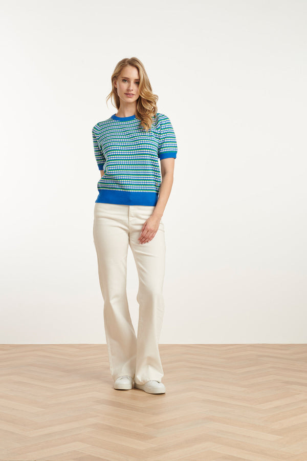 Smashed Lemon 25108 Gebreide Top Met Puffy Mouwenkobalt Fel | Cobalt-Green