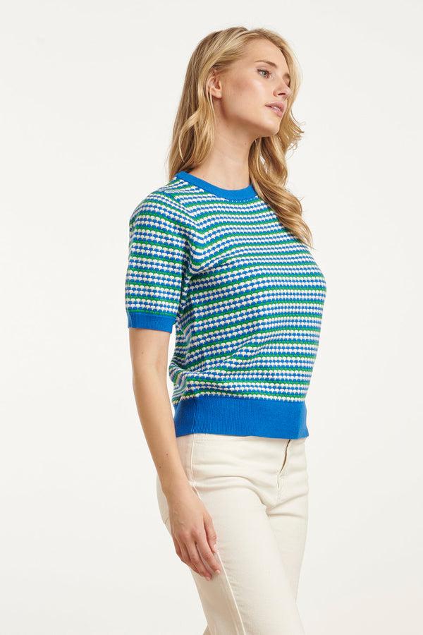 Smashed Lemon 25108 Gebreide Top Met Puffy Mouwenkobalt Fel | Cobalt-Green