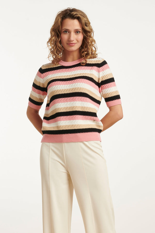 smashed lemon 25109 Gebreide Trui Met Colourblock | Old Pink-Multicolour