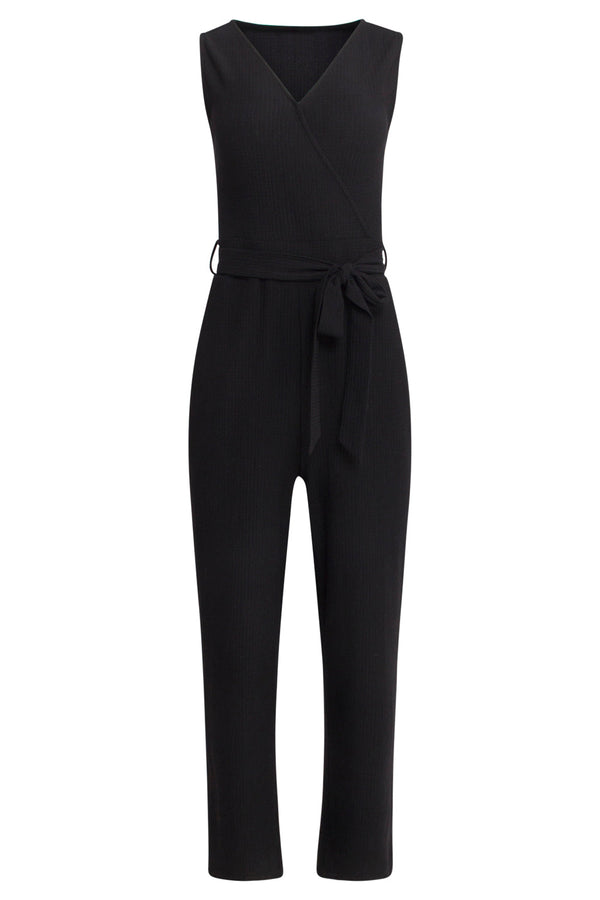 Smashed Lemon 25119 E Stretchy Crinkle Jumpsuit | Black