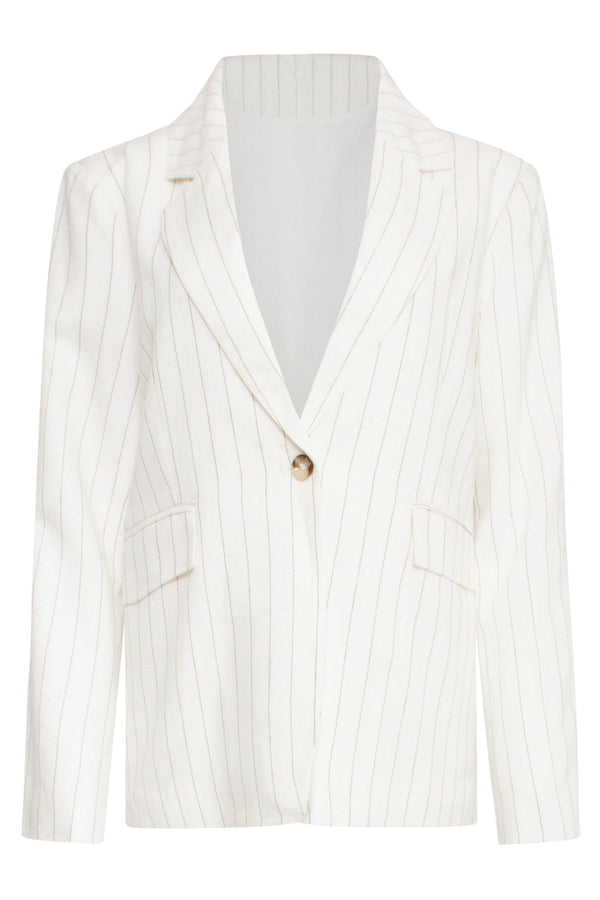 Smashed Lemon 25130 Te Pinstripe Linnen Blazer | White-Black