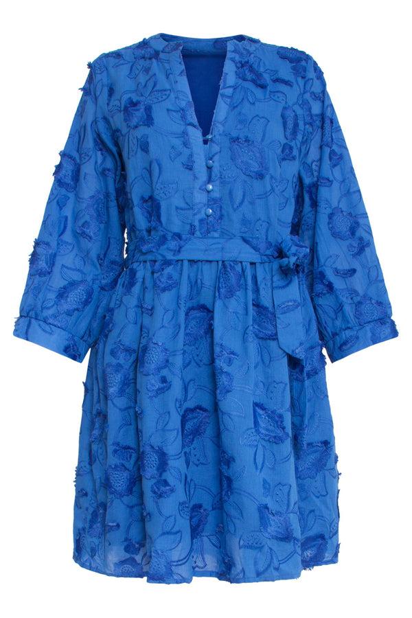 Smashed Lemon 25137 Cobalt 3D Bloemen Jurk | Cobalt Blue