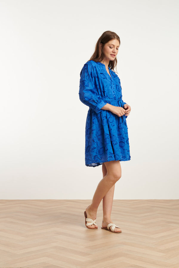 Smashed Lemon 25137 Cobalt 3D Bloemen Jurk | Cobalt Blue