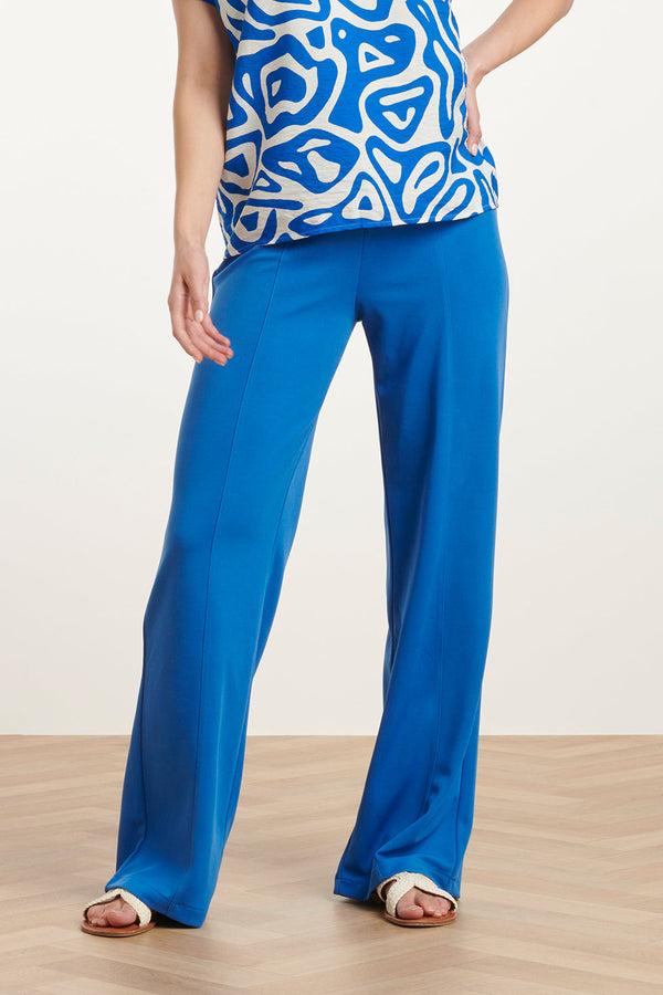 Smashed Lemon 25140 Cobalt Wide Straight Leg Stretch Broek | Cobalt Blue