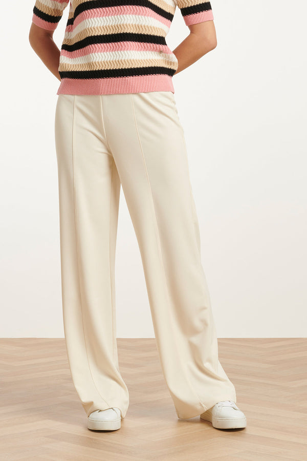 Smashed Lemon 25140 Wide Straight Leg Stretch Broek | White