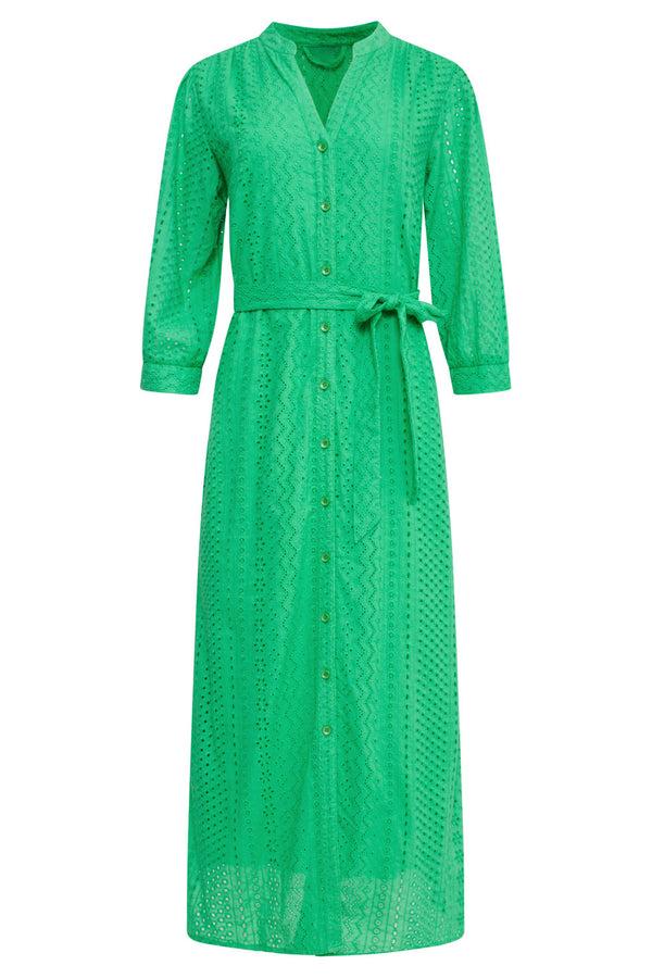 Smashed Lemon 25146 Fel Midi Brie Anglaise Jurk Met Knoopsluiting | Green