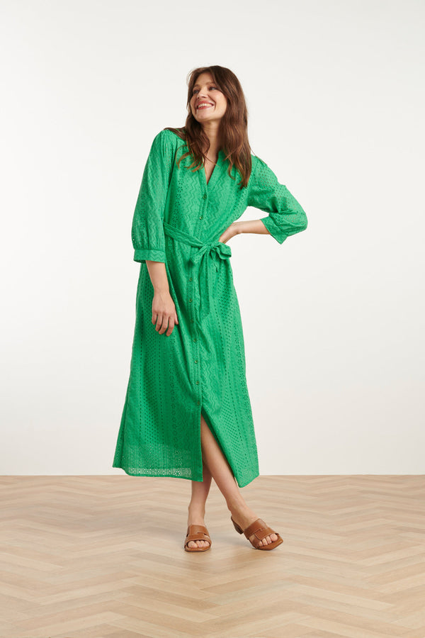 Smashed Lemon 25146 Fel Midi Brie Anglaise Jurk Met Knoopsluiting | Green