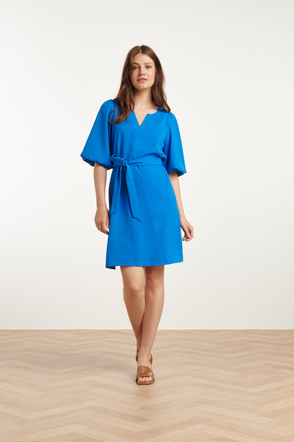 Smashed Lemon 25152 Balloon Sleeve Kort Jurkkobalt | Cobalt Blue