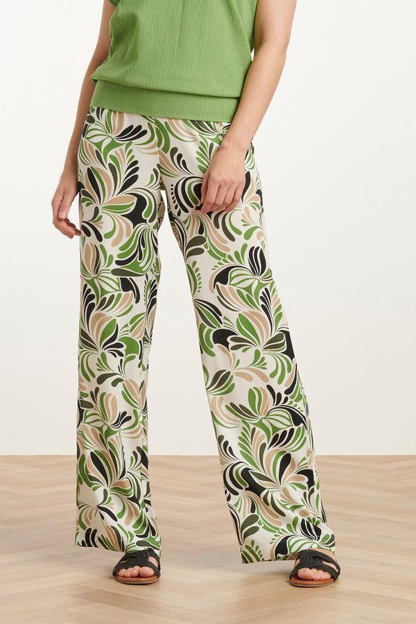 Smashed Lemon 25153 Te Grafische Geprinte Broek | Sand-Light Green