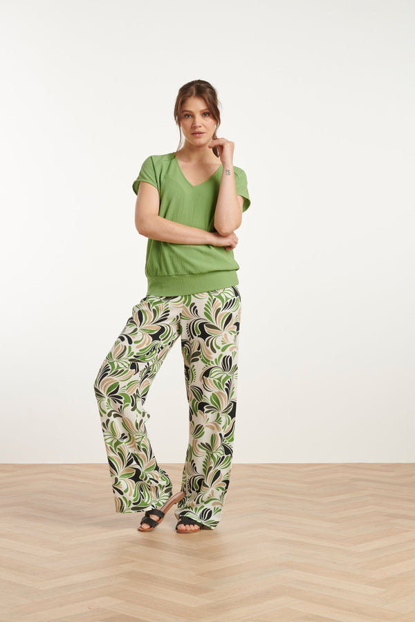 smashed lemon 25153 Te Grafische Geprinte Broek | Sand-Light Green smashed lemon 25153 Te Grafische Geprinte Broek | Sand-Light Green