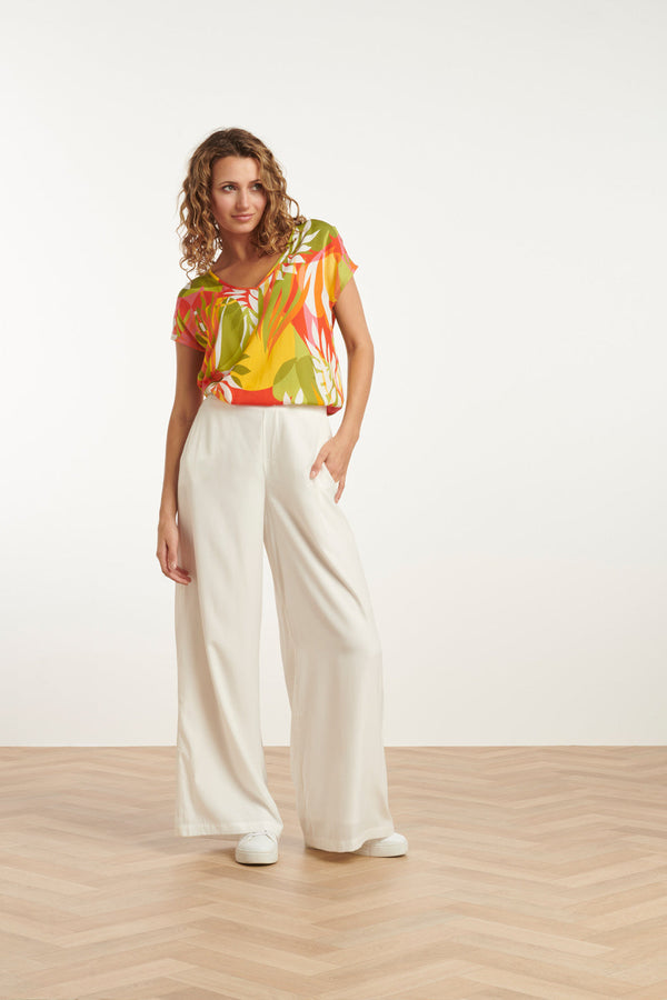 Smashed Lemon 25156 Multicoloured Bladprint Top Met V-Hals | Muticolour