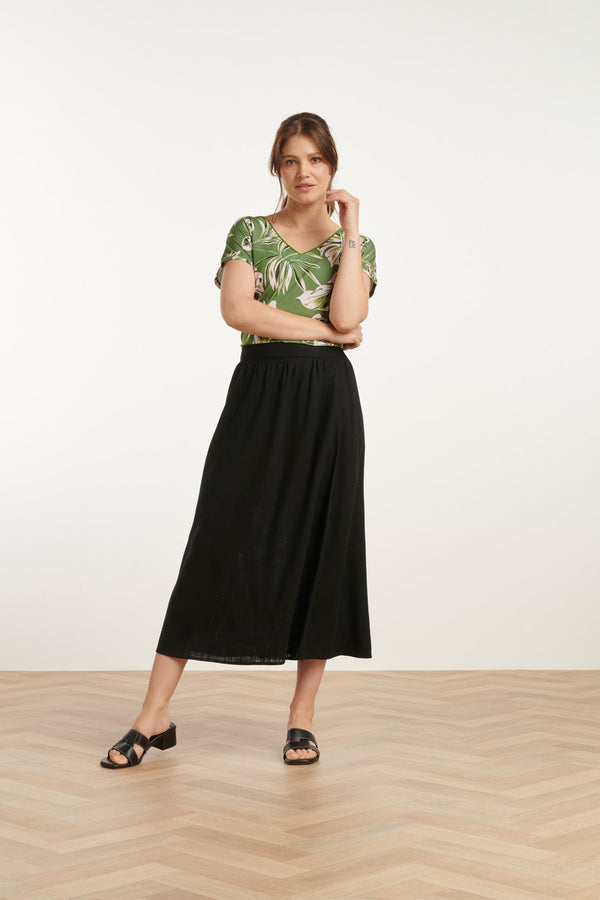 Smashed Lemon 25161 Bladprint Stretch Top Met V-Hals | Army-Light Green