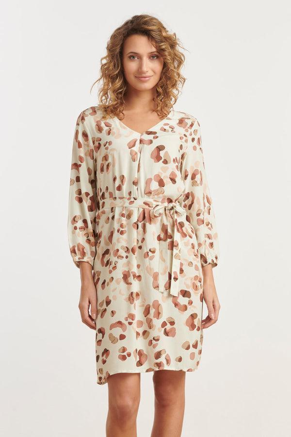 smashed lemon 25163 Korte Jurk Met Dierenprint-Tinten | Sand-Multicolour