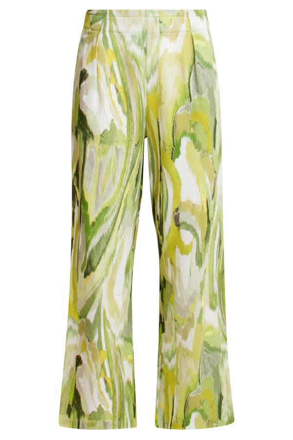Smashed Lemon 25165 Multicolour Abstract Print Broek | Light Green-Multicolour