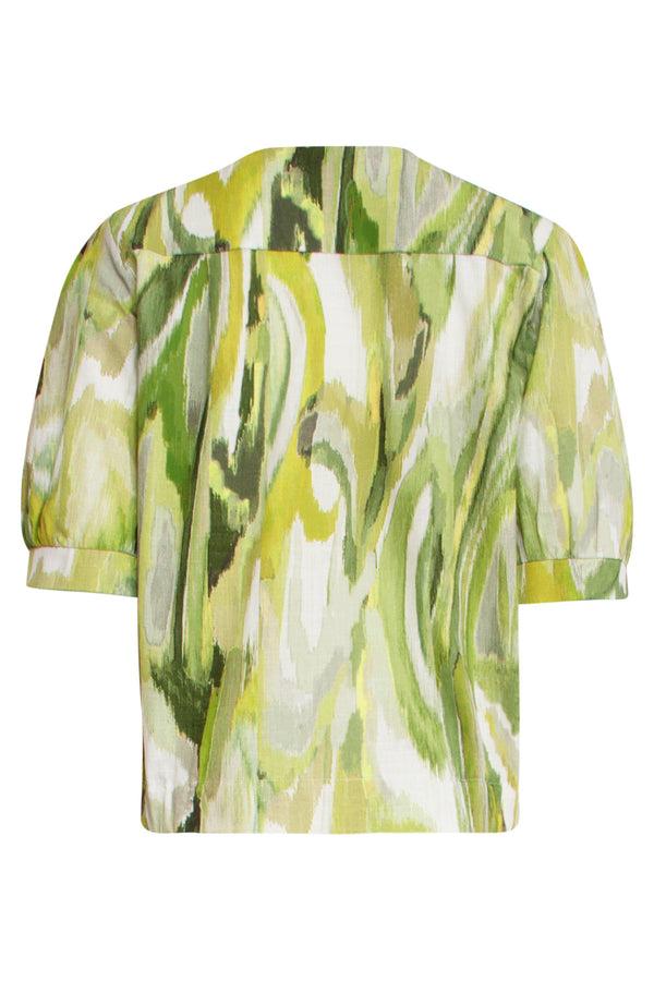 Smashed Lemon 25166 Multicolour Abstract Print Top | Light Green-Multicolour