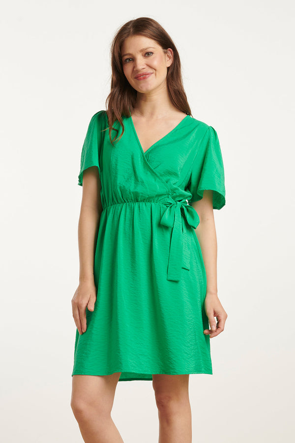 smashed lemon 25170 Fel Zomerjurk Met Overlap V-Hals | Green